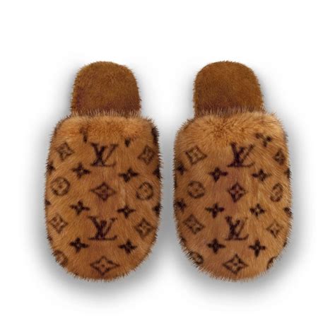 fuzzy louis vuitton slippers|louis vuitton flat mule slippers.